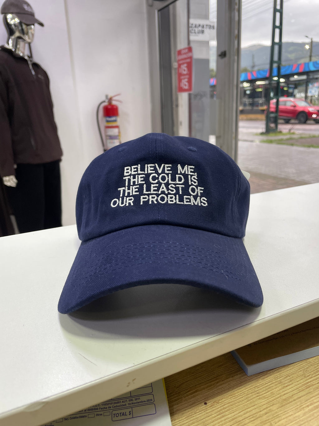 GORRA “BELIEVE ME THE COLD IS THE LEAST OF OUR PROBLEMS”